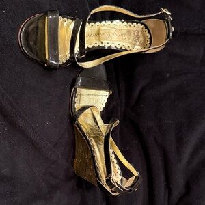 Juicy Couture Black and Gold Wedges